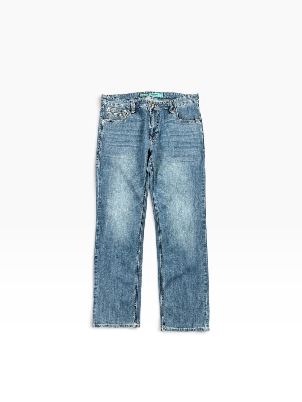 Rock & Roll Denim Revolver Slim Straight Leg Jeans Light Vintage Blue — 36x34